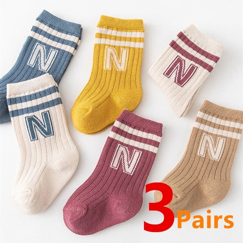 3 Pairs Baby Letter Socks Knit - Baby Sock Oximeter 리뷰 및 가격