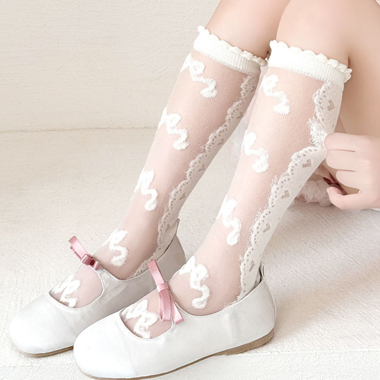 3 Pairs Lace Bow Baby Girl Lon - Baby Sock Oximeter 리뷰 및 가격
