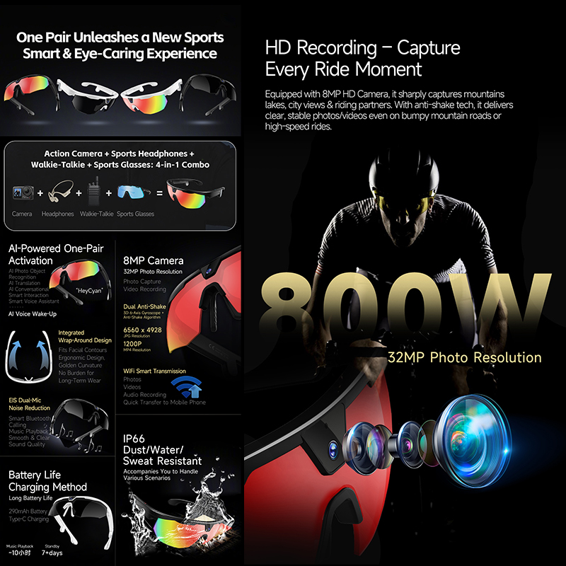 BT Cycling Sunglasses AI Voice - Smart Glasses Lens 리뷰 및 가격