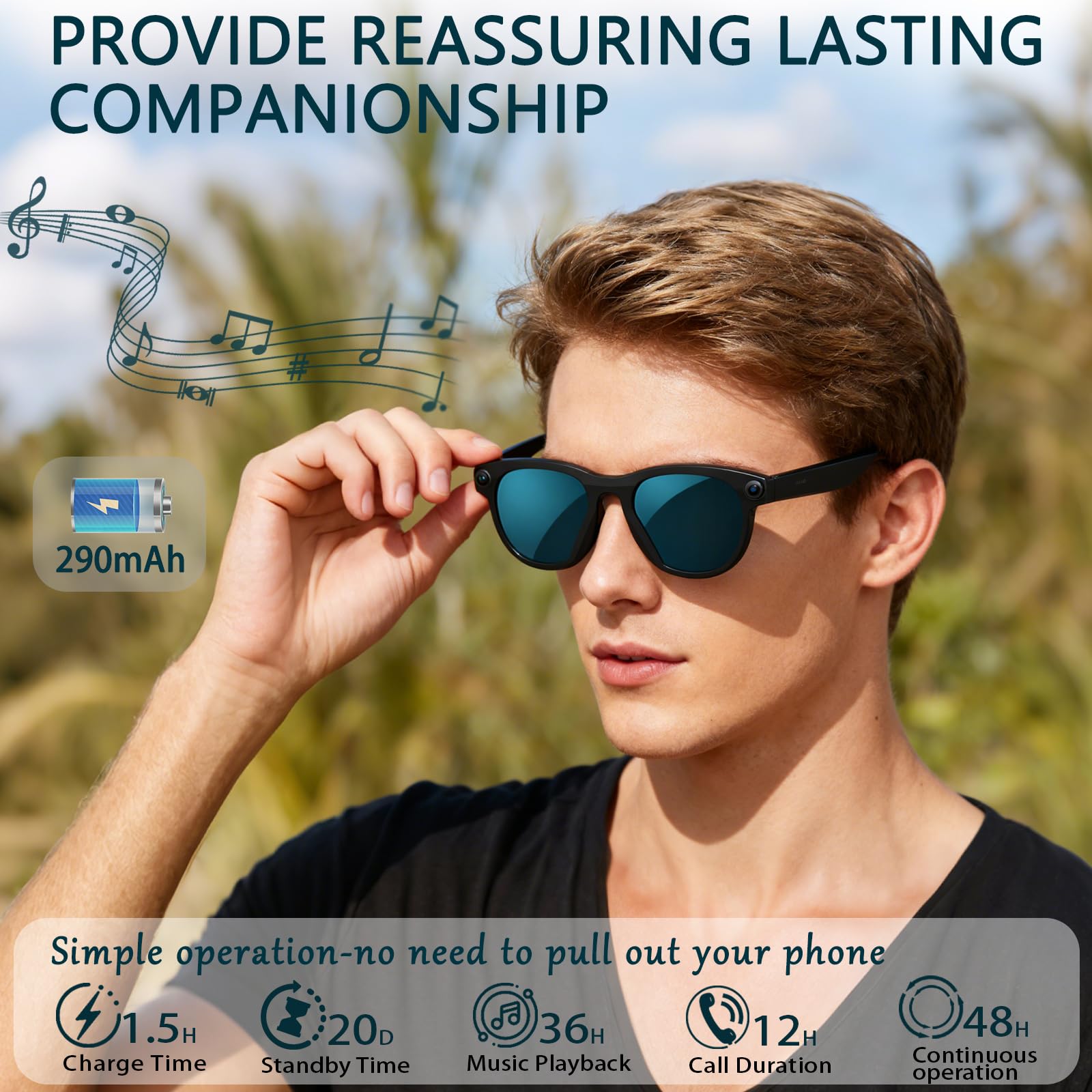 Black Smart Ai Glasses for Men - Smart Glasses Lens 리뷰 및 가격