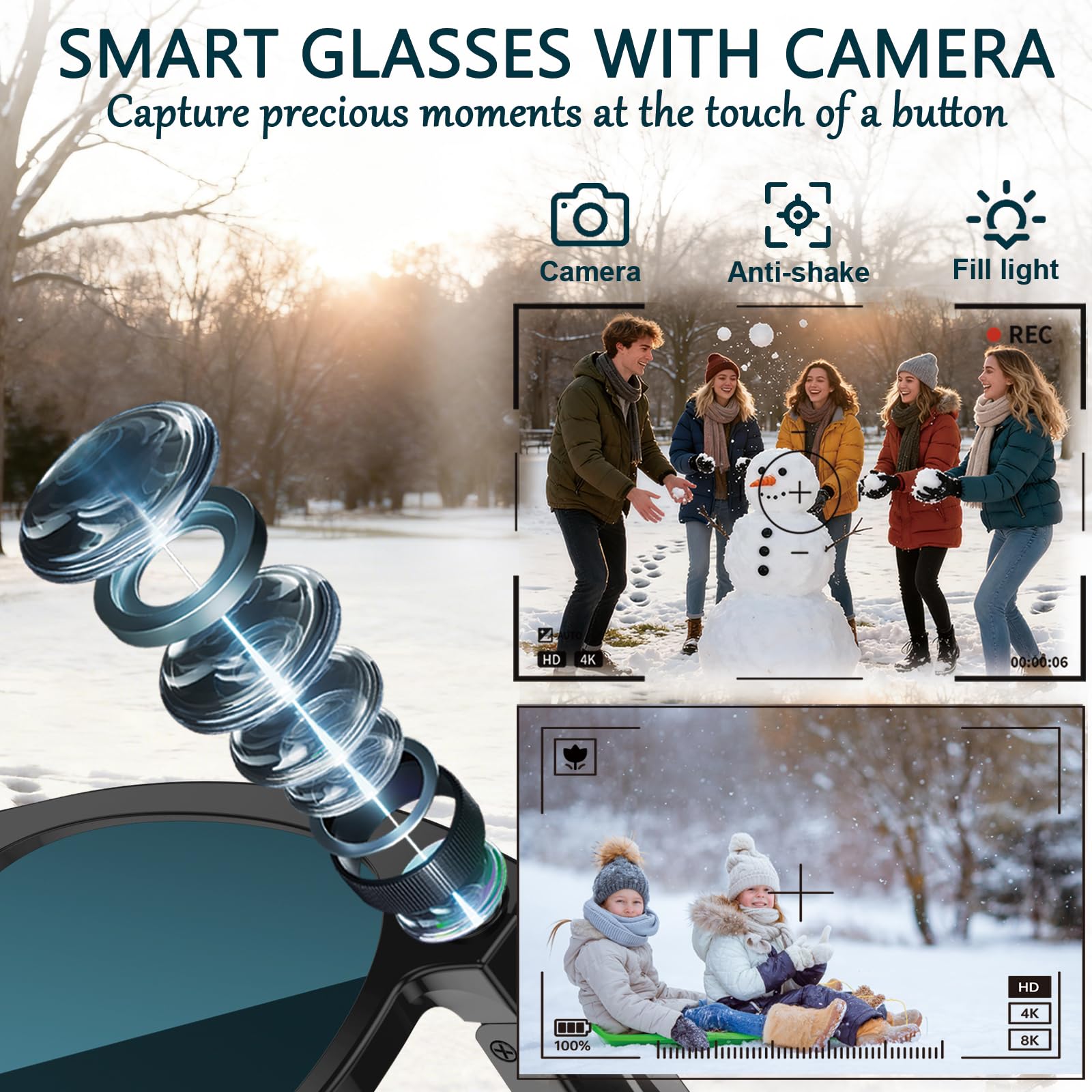 Black Smart Ai Glasses for Men - Smart Glasses Lens 리뷰 및 가격